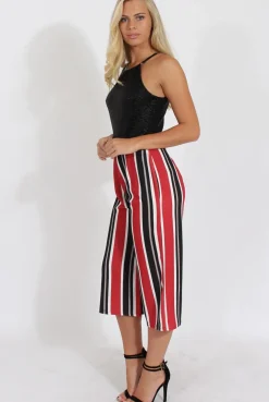 Rebellious Fashion Red Stripe Culotte - Margo