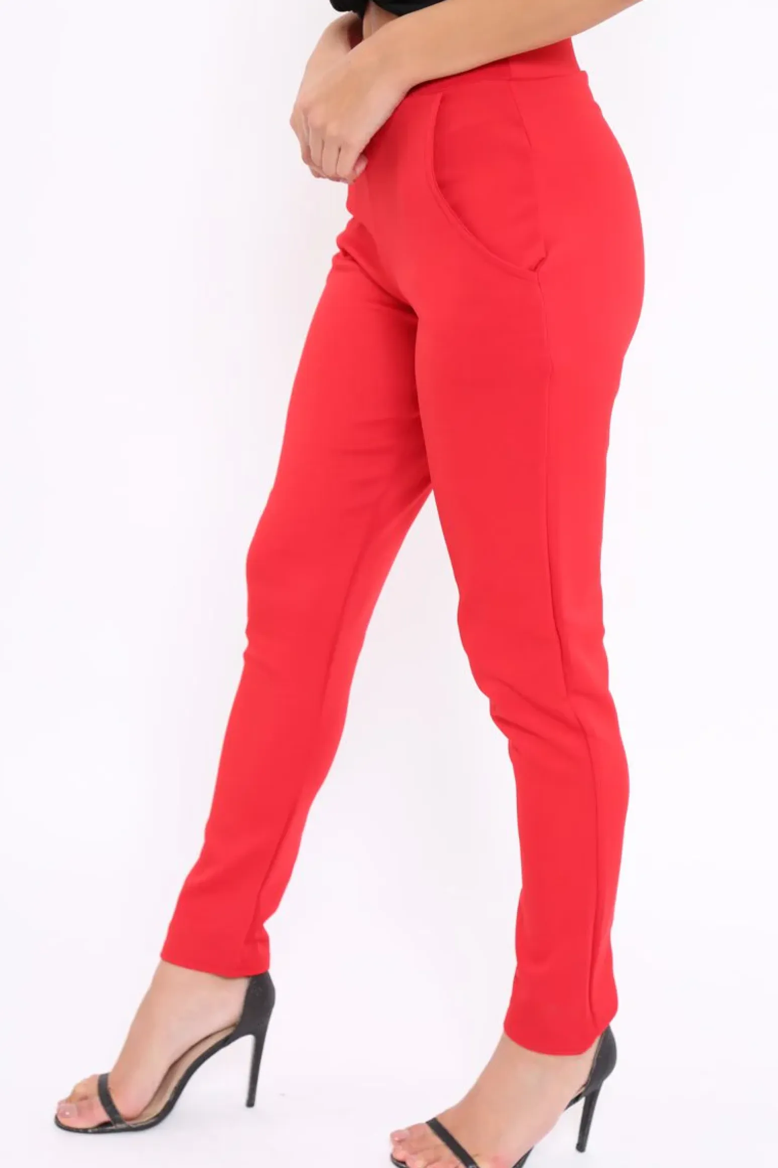 Rebellious Fashion Red Tapered Leg Trousers - Rennie