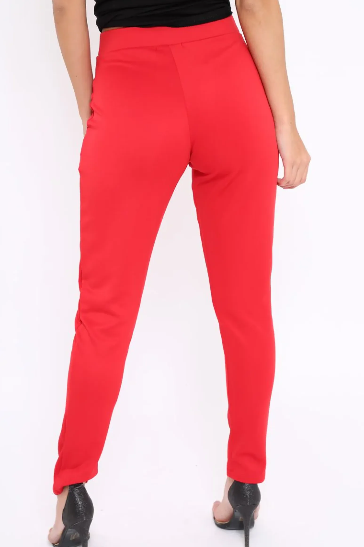 Rebellious Fashion Red Tapered Leg Trousers - Rennie
