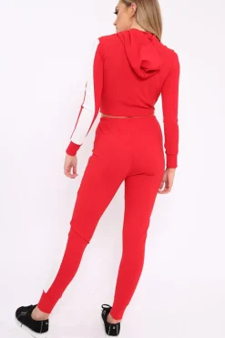 Rebellious Fashion Red Tracksuit with White Stripe - Sascha