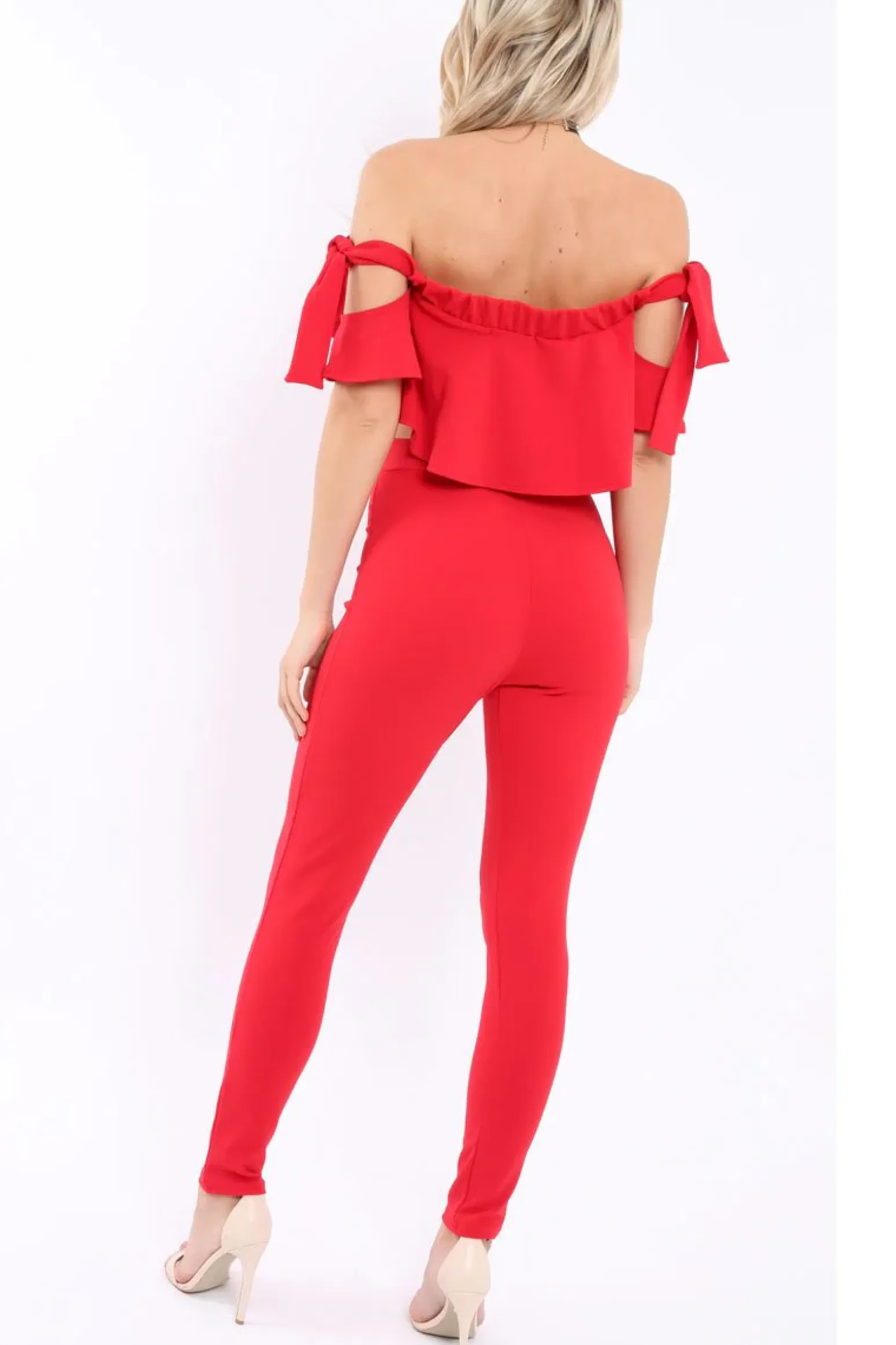 Rebellious Fashion Red Trousers and Crop Top Co-ord - Daizy