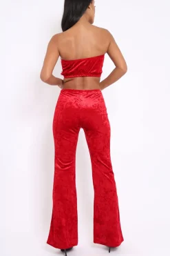 Rebellious Fashion Red Velvet Boobtube and Trouser Set - Shayla