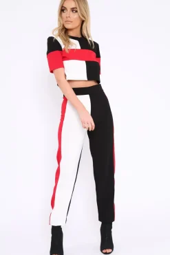 Rebellious Fashion Red White and Black Colour Block Co-ord - Jacey