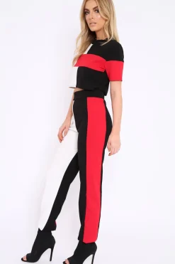 Rebellious Fashion Red White and Black Colour Block Co-ord - Jacey