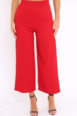 Rebellious Fashion Red Wide Leg Trousers - Angela