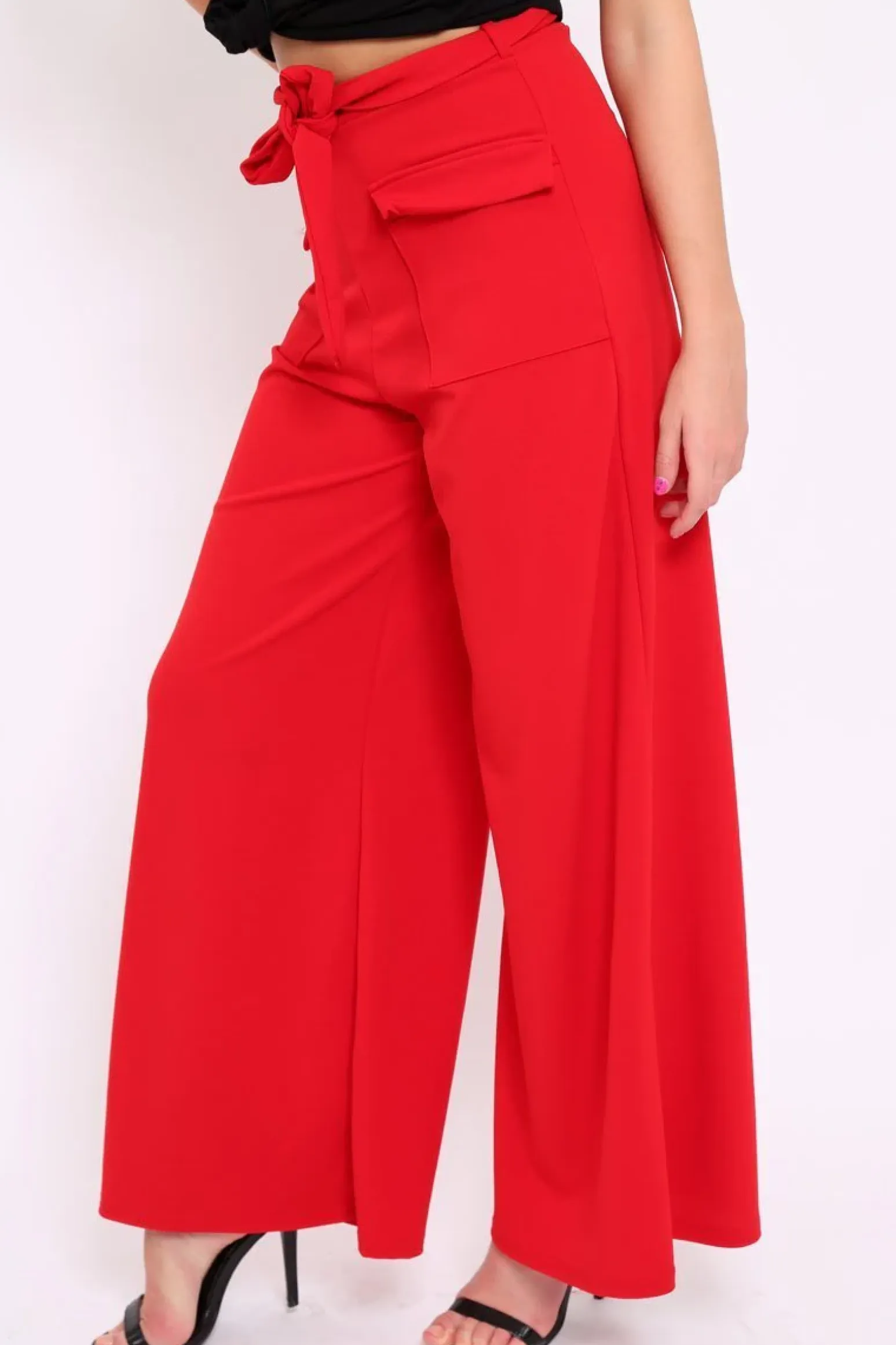 Rebellious Fashion Red Wide Leg Trousers - Yari