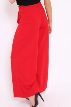 Rebellious Fashion Red Wide Leg Trousers - Yari