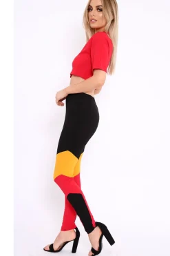 Rebellious Fashion Red Yellow and Black Colour Block Co-ord - Jamie-Lee