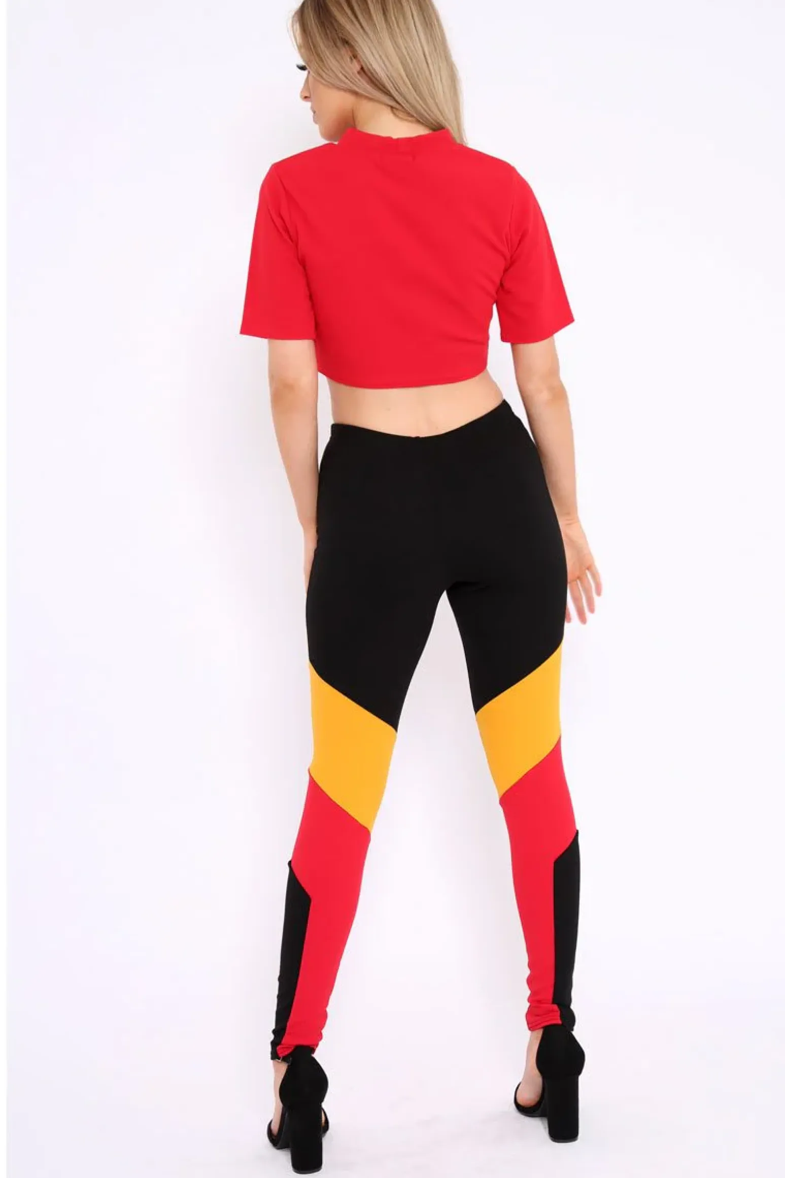 Rebellious Fashion Red Yellow and Black Colour Block Co-ord - Jamie-Lee