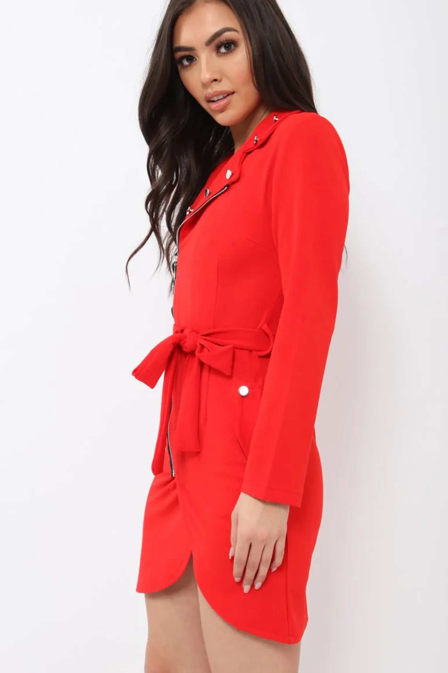 Rebellious Fashion Red Zip Front Blazer - Isla