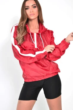 Rebellious Fashion Red Zip Front Windbreaker Jacket - Terah