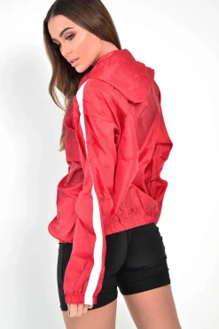 Rebellious Fashion Red Zip Front Windbreaker Jacket - Terah