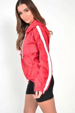 Rebellious Fashion Red Zip Front Windbreaker Jacket - Terah