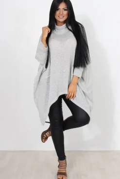Rebellious Fashion Rosane Grey Cowl Neck Jumper