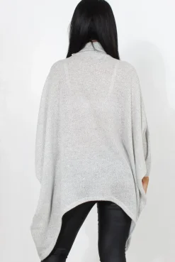 Rebellious Fashion Rosane Grey Cowl Neck Jumper