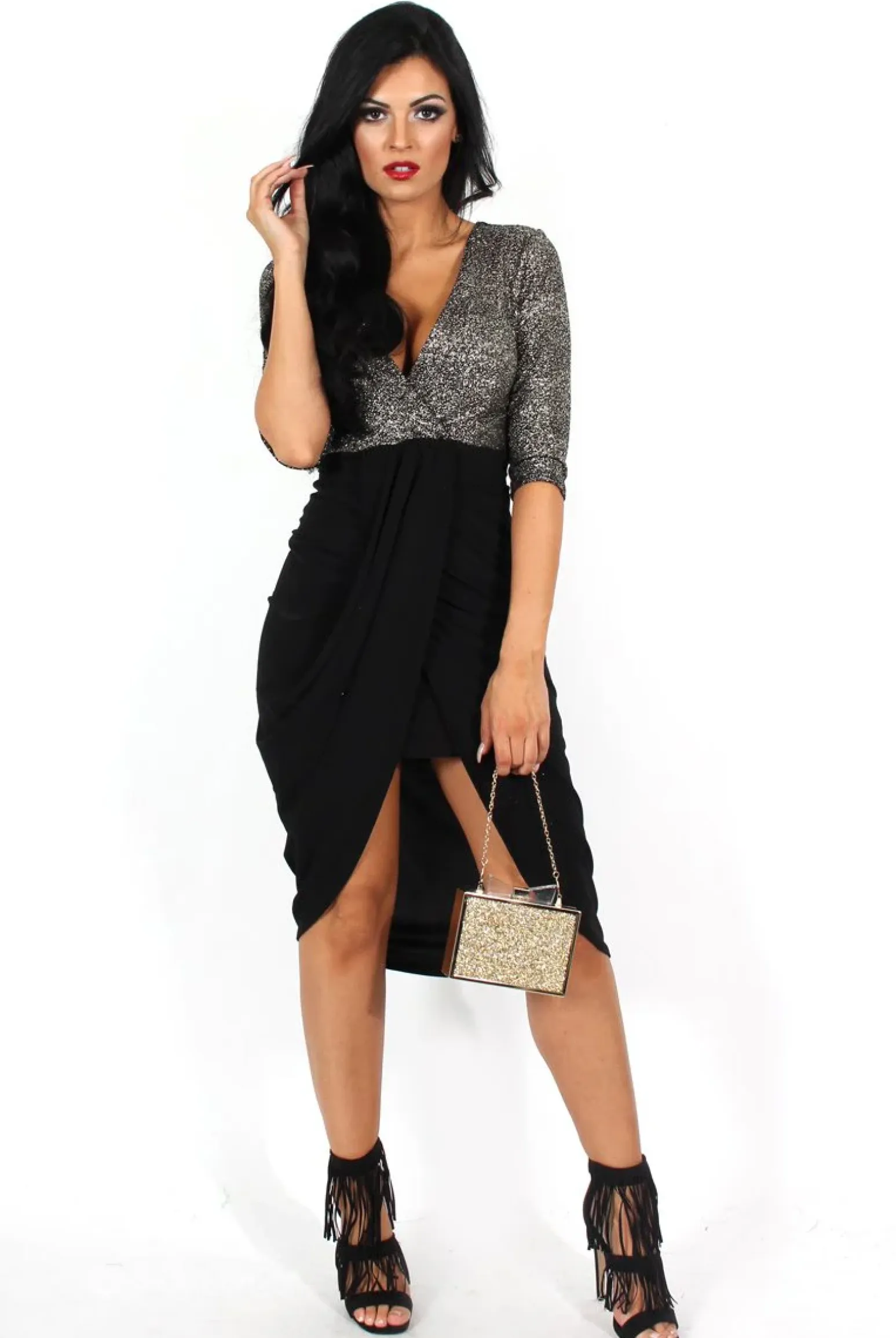 Rebellious Fashion Rosanna Black Cross Front Dress