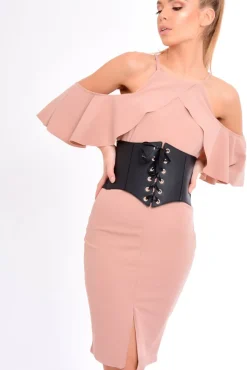 Rebellious Fashion Rose Lace Up Corset Belt Dress - Shlya