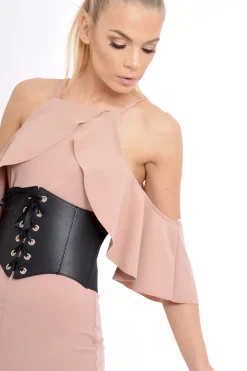 Rebellious Fashion Rose Lace Up Corset Belt Dress - Shlya