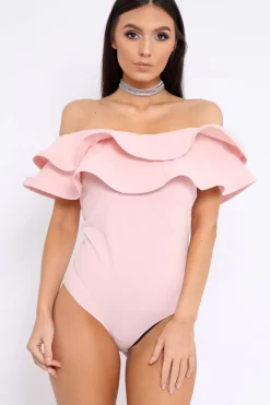 Rebellious Fashion Rose Bardot Extreme Frill Bodysuit - Diandra