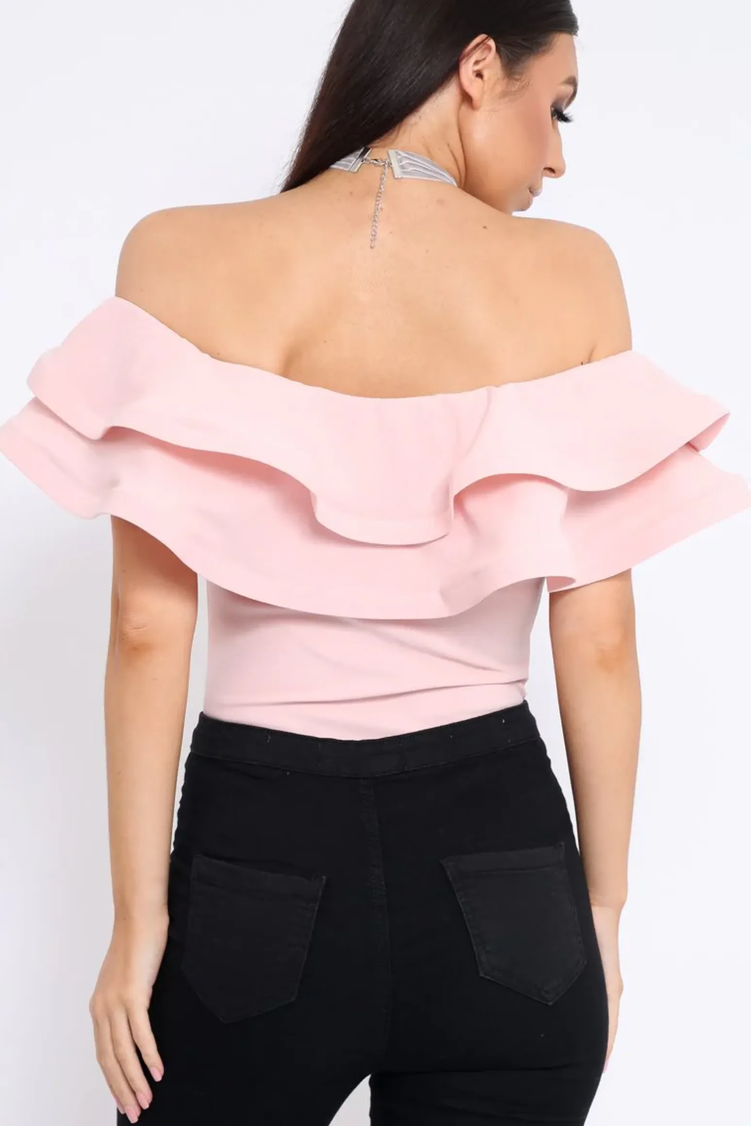Rebellious Fashion Rose Bardot Extreme Frill Bodysuit - Diandra