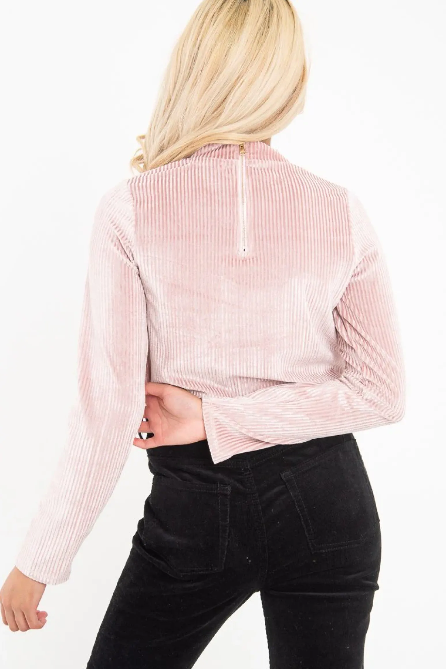Rebellious Fashion Rose Chenille High Neck Zip Back Jumper - Ivania
