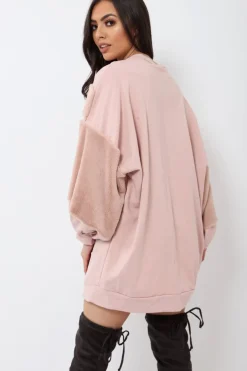 Rebellious Fashion Rose Chevron Fur Jumper Dress - Esme