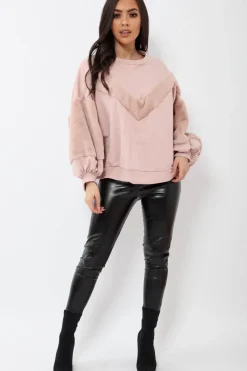 Rebellious Fashion Rose Chevron Fur Jumper - Lara