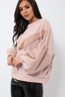 Rebellious Fashion Rose Chevron Fur Jumper - Lara