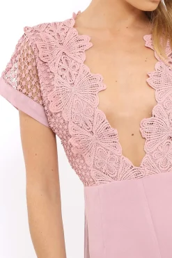 Rebellious Fashion Rose Crochet V Neck Playsuit - Tarlia
