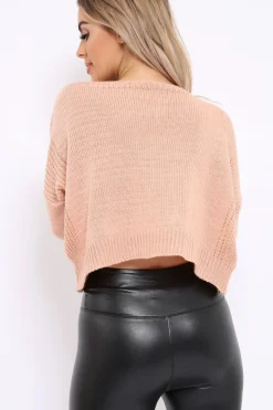 Rebellious Fashion Rose Cropped Curved Hem Jumper - Fearne