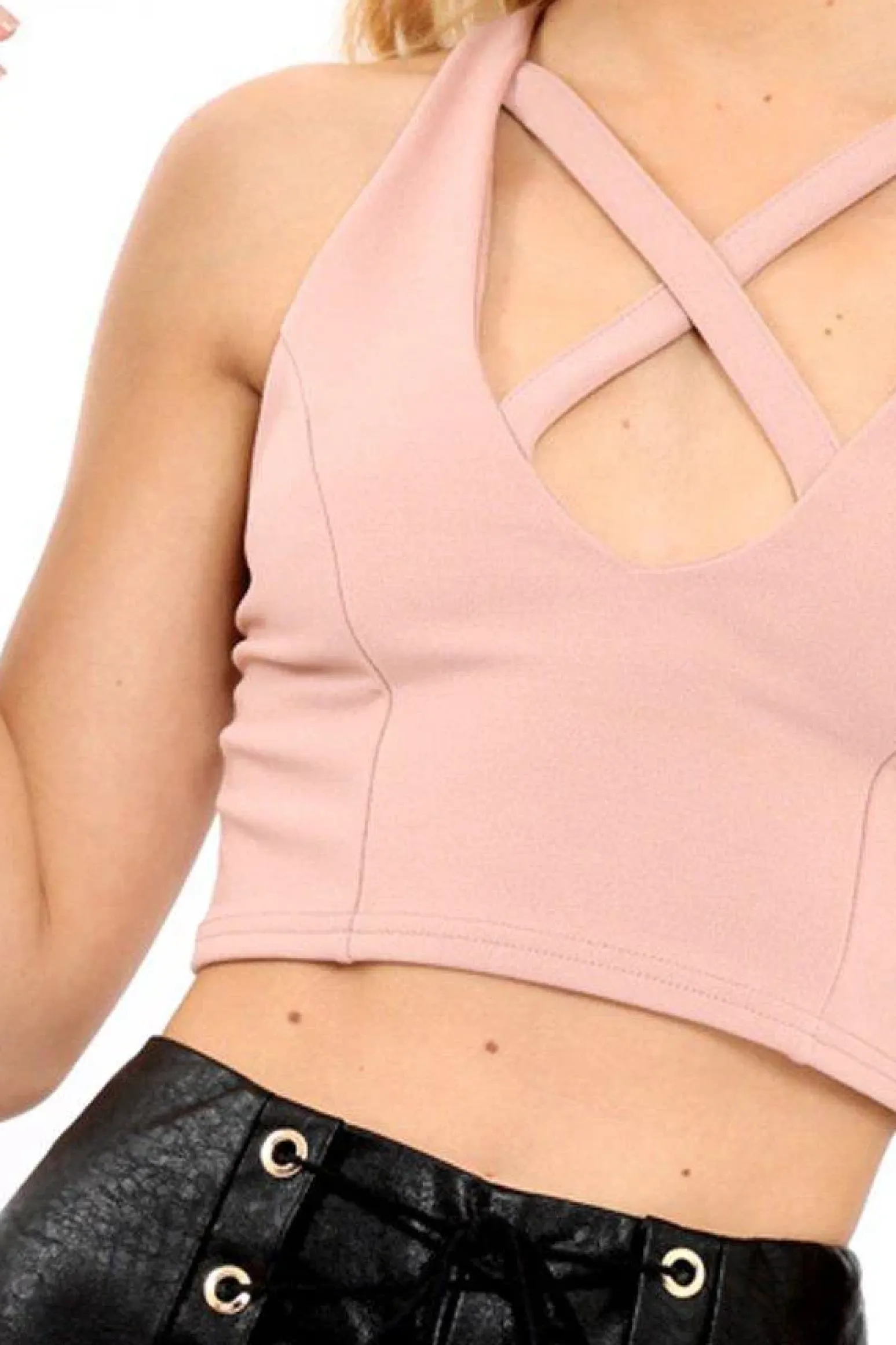 Rebellious Fashion Rose Cross Over Crop Top - Kennie