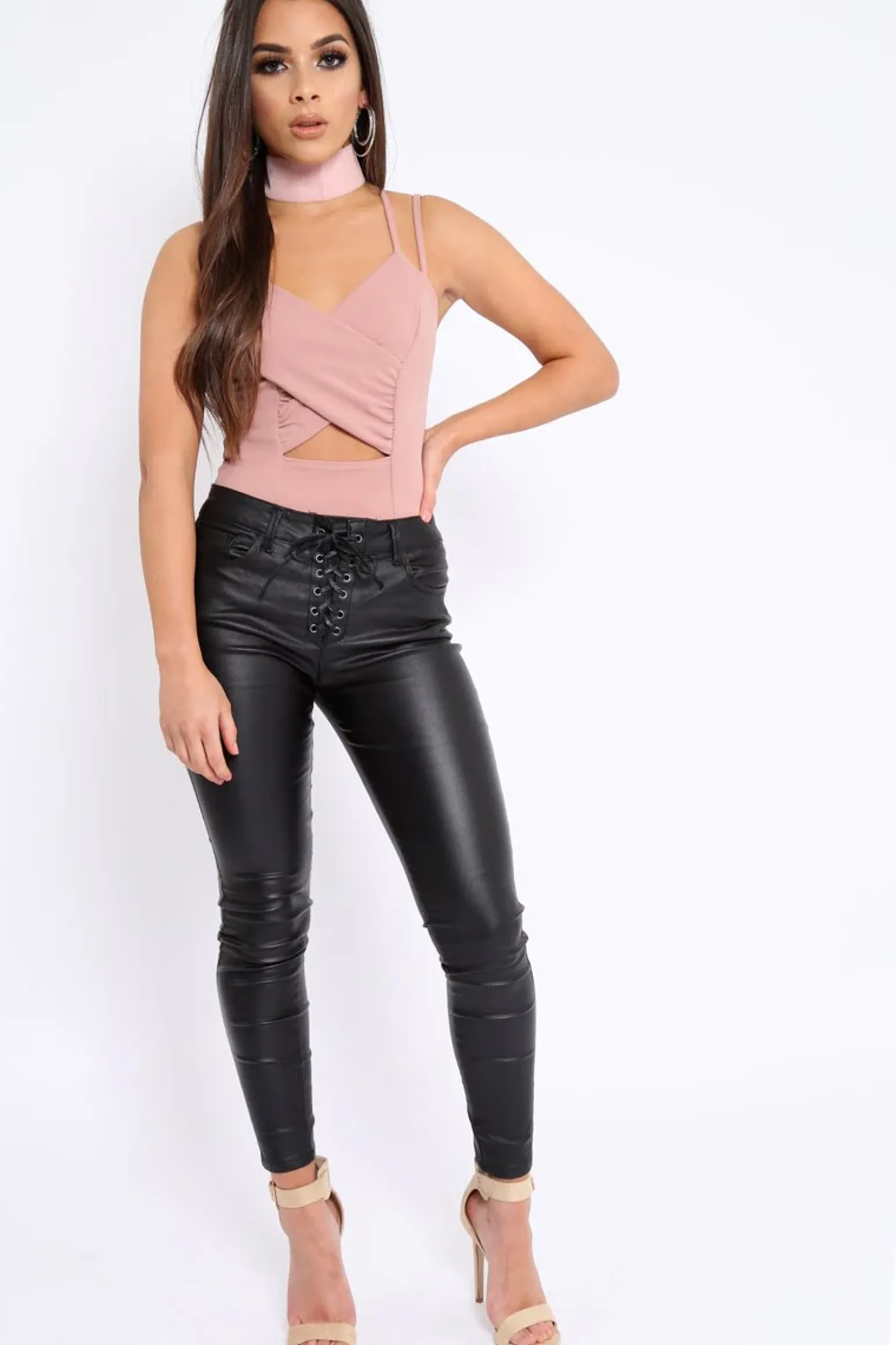 Rebellious Fashion Rose Cross Over Cut Out Bodysuit - Safia