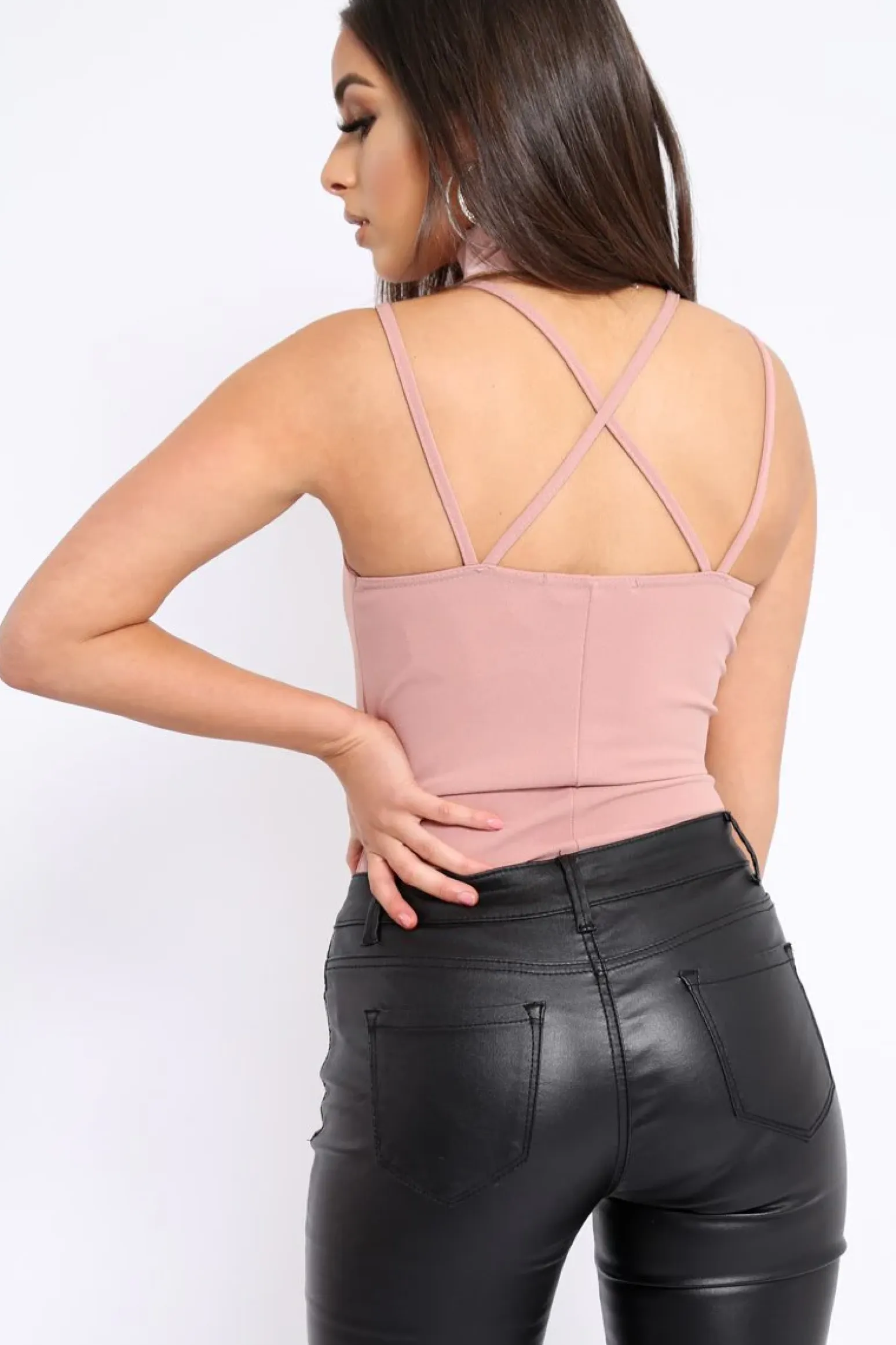 Rebellious Fashion Rose Cross Over Cut Out Bodysuit - Safia