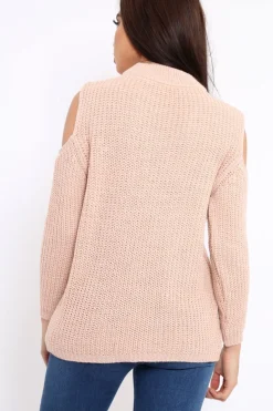 Rebellious Fashion Rose Distressed Pearl Chunky Knit Jumper - Narla