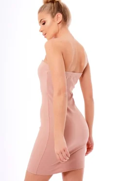 Rebellious Fashion Rose Eyelet Front Bandeau Mini Dress - Kayla