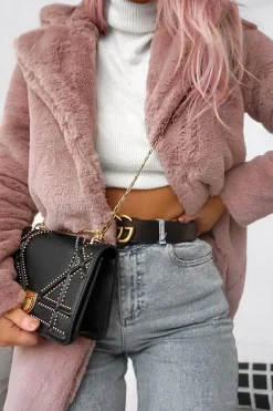Rebellious Fashion Rose Faux Fur Coat - Kinleigh