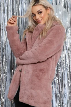 Rebellious Fashion Rose Faux Fur Coat - Kinleigh