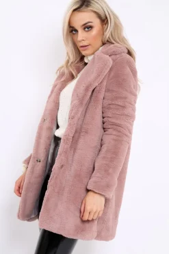 Rebellious Fashion Rose Faux Fur Coat - Kinleigh