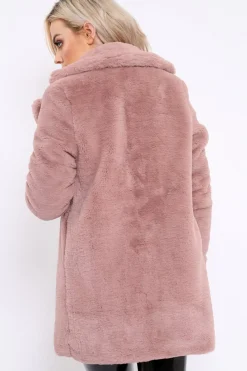 Rebellious Fashion Rose Faux Fur Coat - Kinleigh