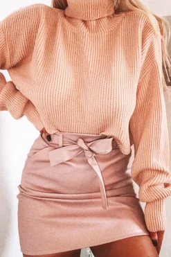 Rebellious Fashion Rose Faux Leather Tie Waist Mini Skirt - Eliyanna