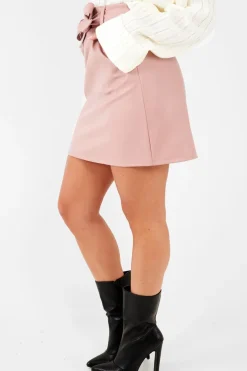 Rebellious Fashion Rose Faux Leather Tie Waist Mini Skirt - Eliyanna