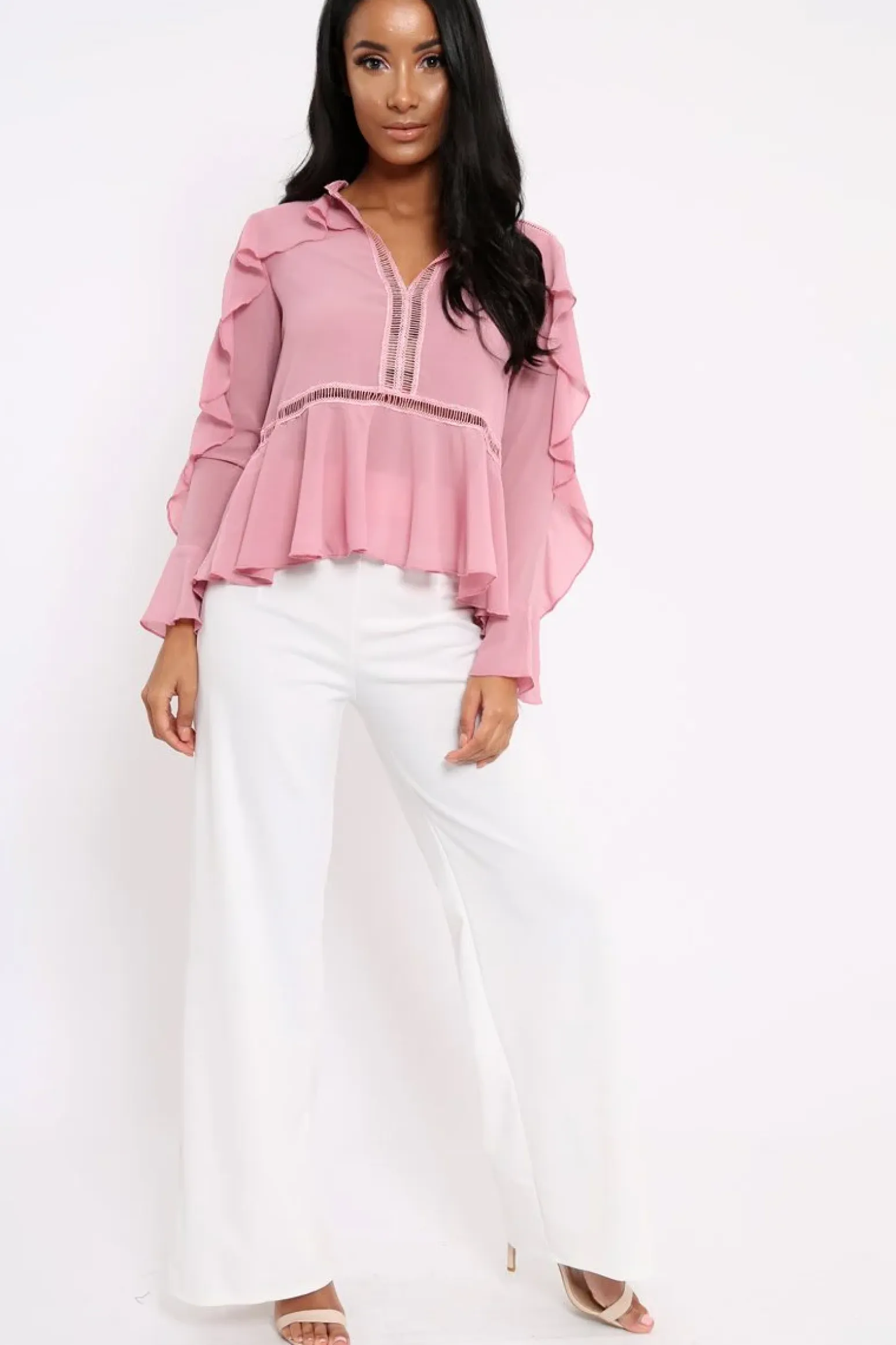 Rebellious Fashion Rose Frill Blouse - Anjelica