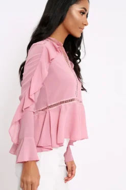 Rebellious Fashion Rose Frill Blouse - Anjelica