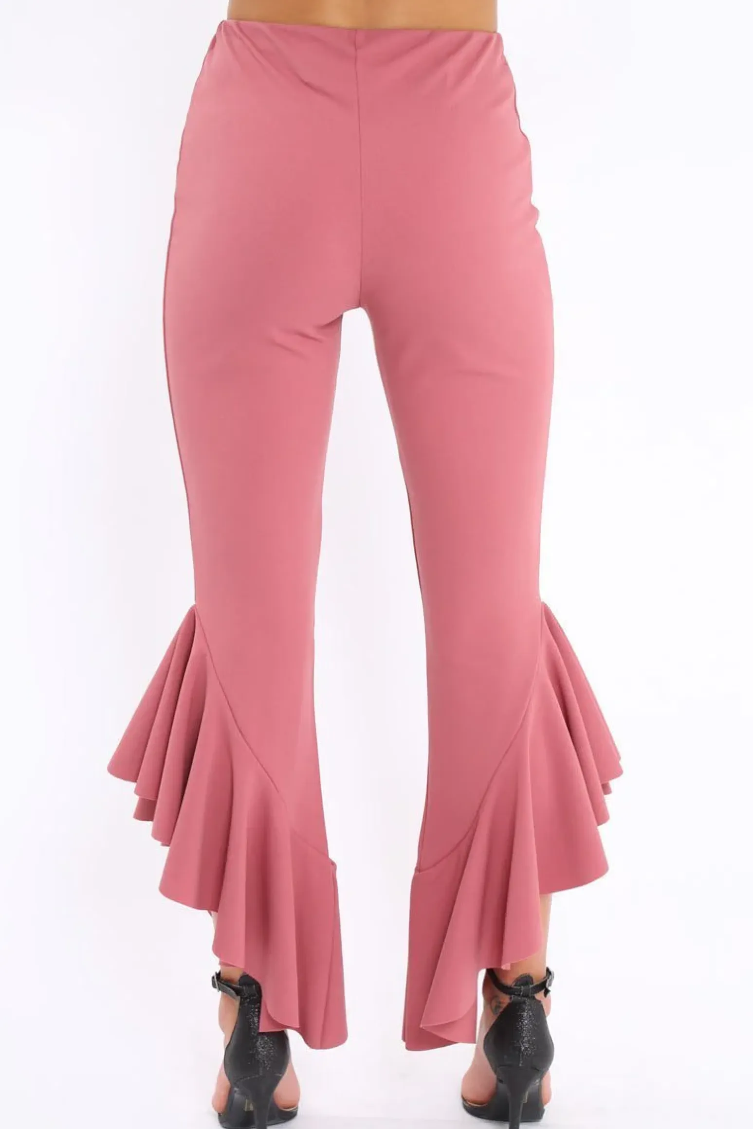 Rebellious Fashion Rose Frill Hem Trousers - Ashlie