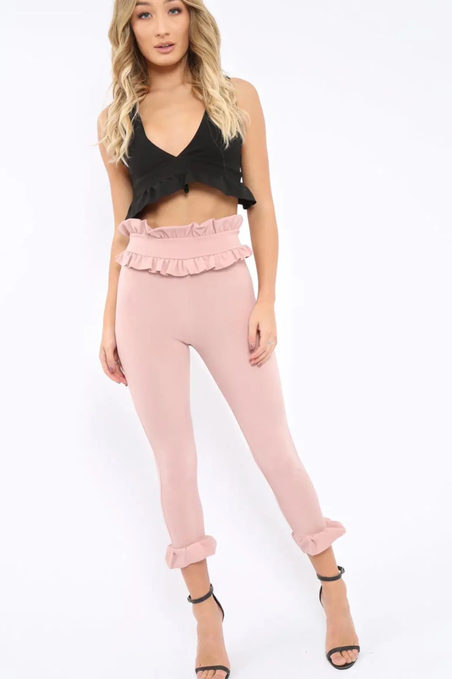 Rebellious Fashion Rose Frill Hem Trousers - Paisley