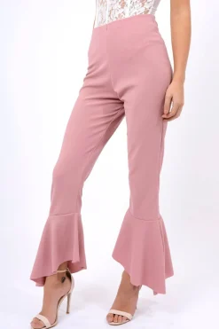 Rebellious Fashion Rose Frill Hem Trousers - Payton