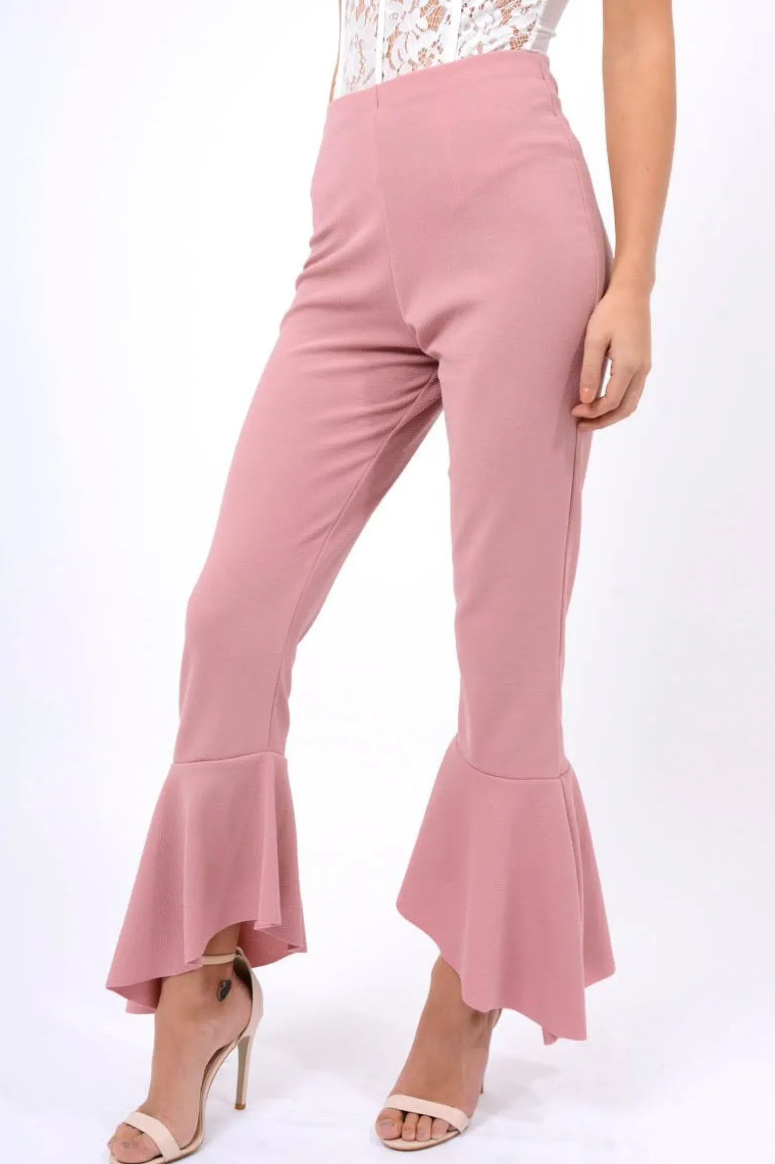 Rebellious Fashion Rose Frill Hem Trousers - Payton