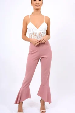 Rebellious Fashion Rose Frill Hem Trousers - Payton