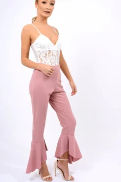 Rebellious Fashion Rose Frill Hem Trousers - Payton