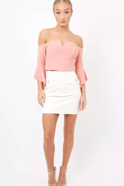 Rebellious Fashion Rose Frill Sleeve Bardot Crop Top - Kali